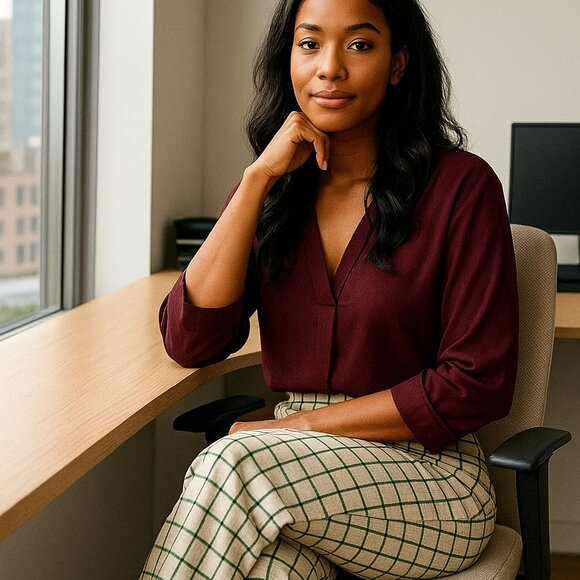 Anthropologie Green White Black Window Pane Essential Crop Flare Trouser… - Picture 1 of 11